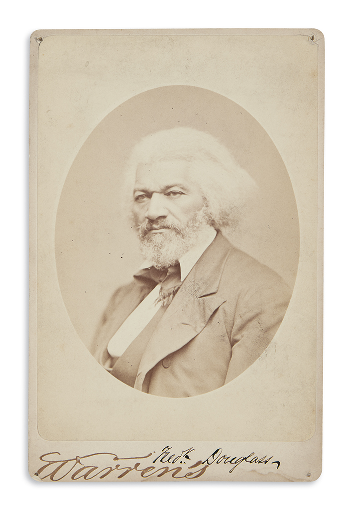 (DOUGLASS, FREDERICK.) Warren, George Kendall; photographer. Signed cabinet card of Douglass.
